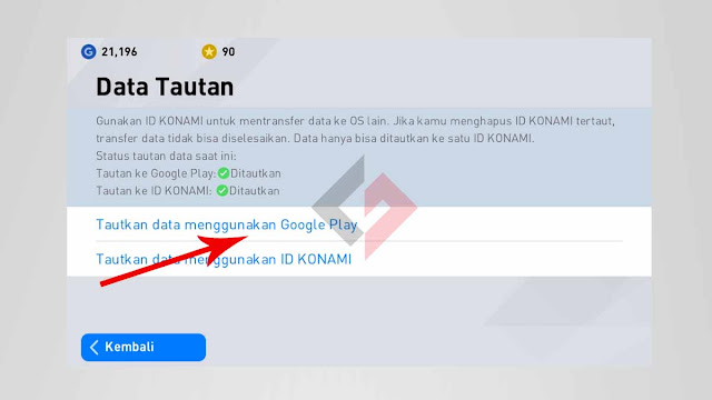 Cara menautkan akun e-Football PES 2020 Mobile ke Google Play Cara menautkan akun e-Football PES 2020 Mobile ke Google Play